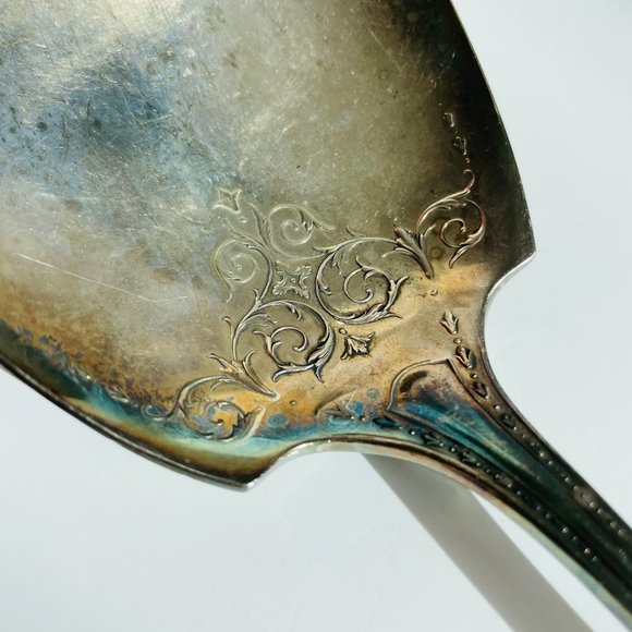 Vintage Community Silver Silverplated Embossed Patina Triple Plus Serving Spoon - Picture 6 of 8